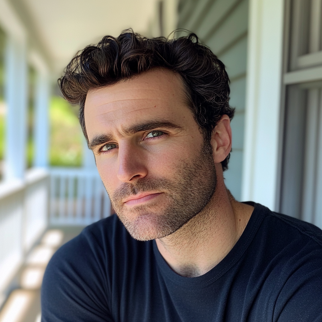 A man sitting on a porch | Source: Midjourney