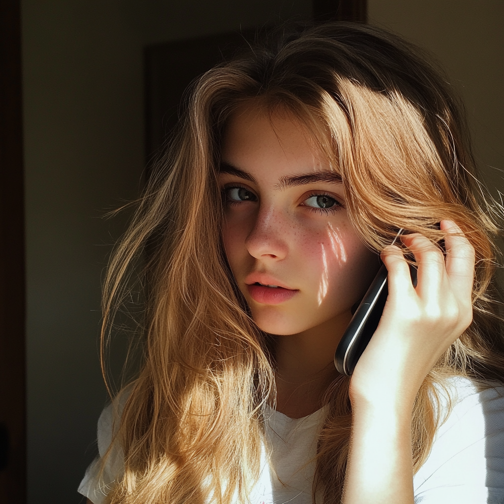 A teenage girl on the phone | Source: Midjourney