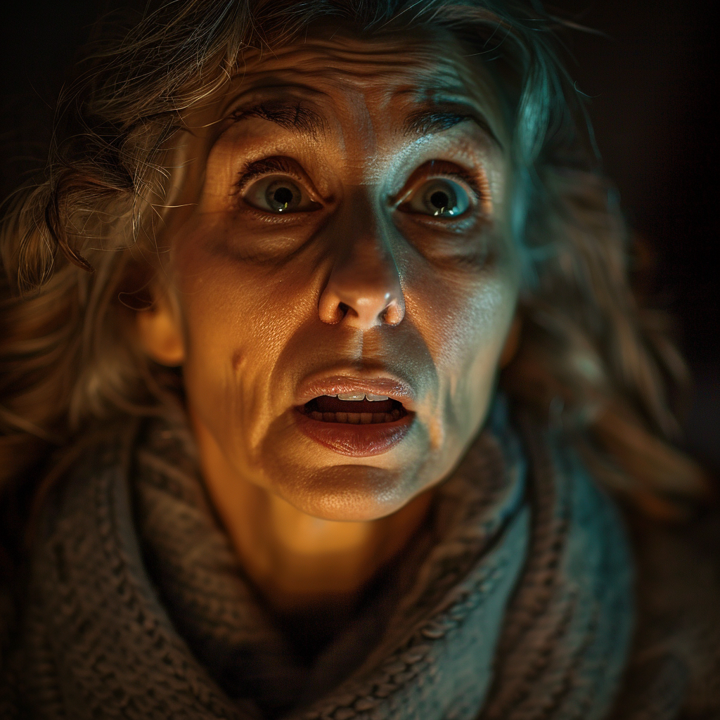 Stunned older woman gaping in shock | Source: Midjourney