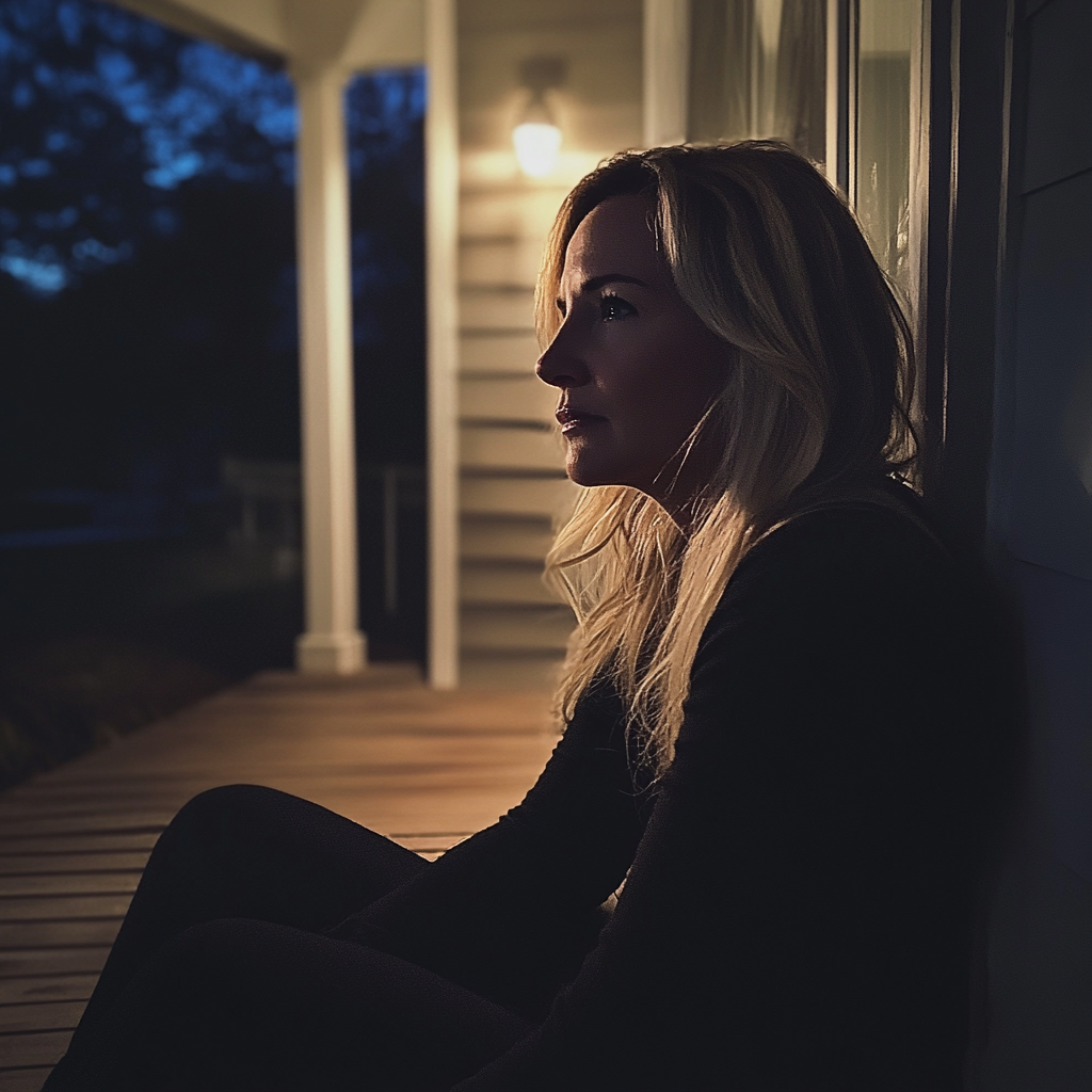 A woman sitting on a porch | Source: Midjourney