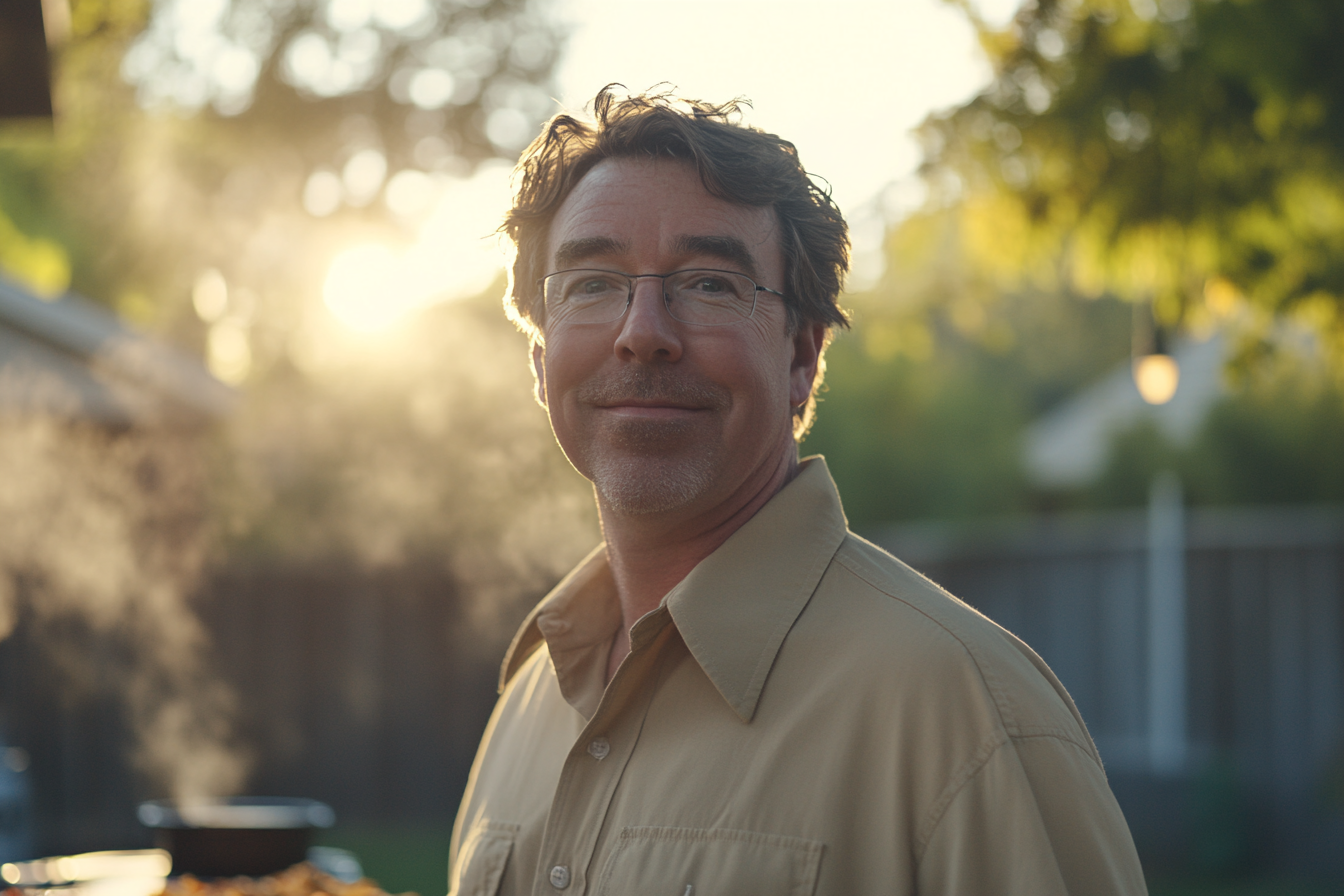 A man in his backyard | Source: Midjourney