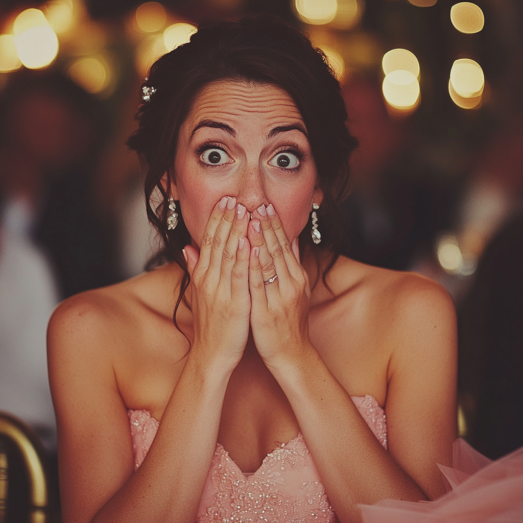 A shocked woman at a wedding | Source: Midjourney