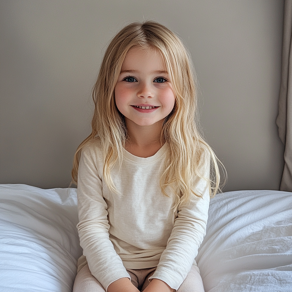 A happy girl on her bed | Source: Midjourney