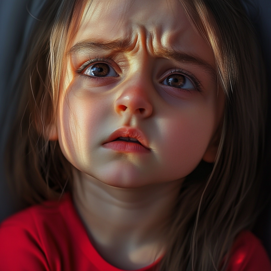 An emotional little girl staring intensely | Source: Midjourney