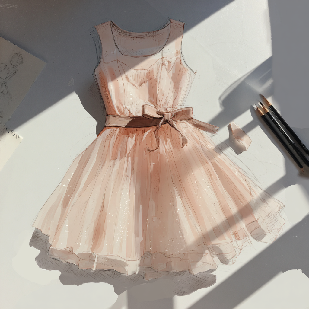 A sketch of a dress design | Source: Midjourney