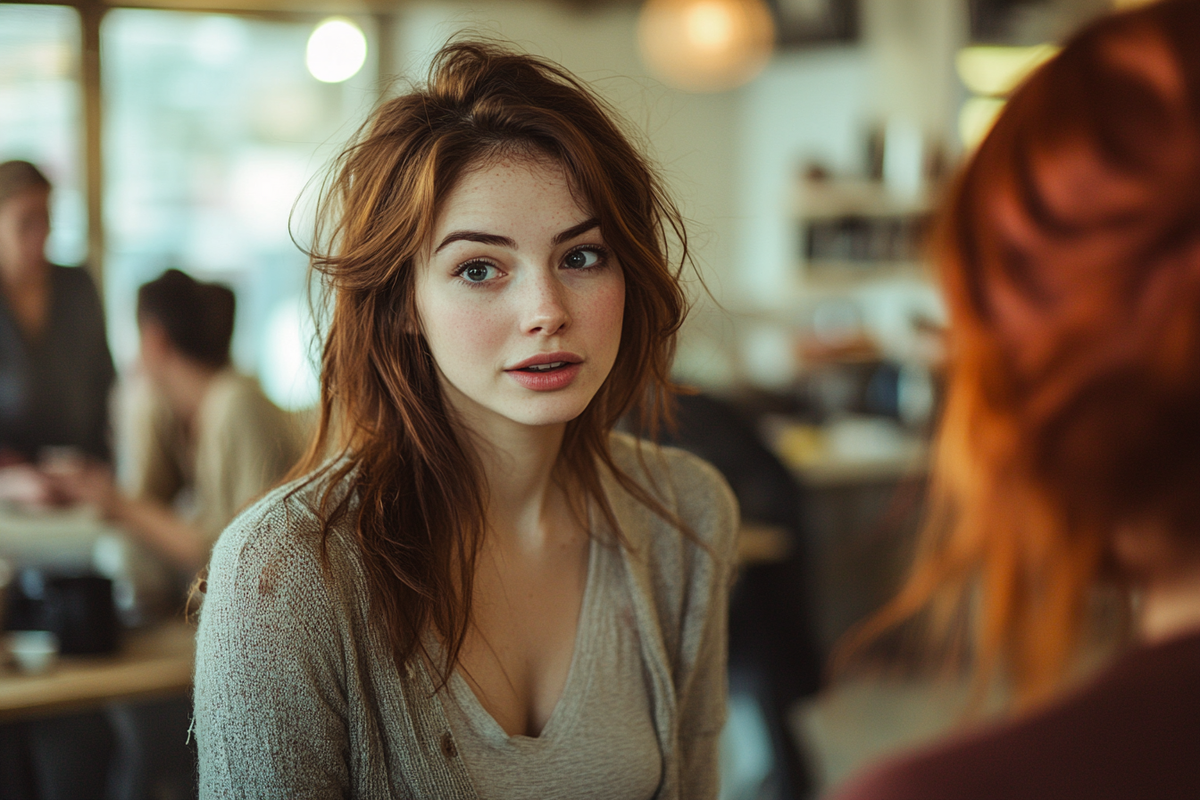 A disappointed woman talking to her sister | Source: Midjourney