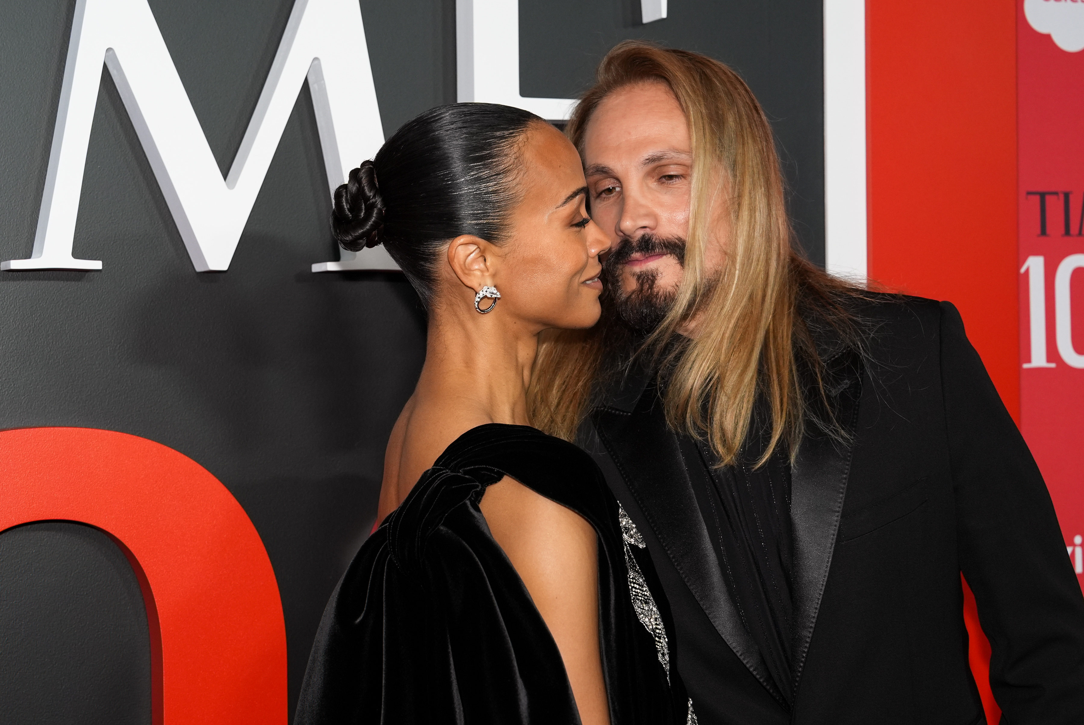 Zoe Saldaña and Marco Perego at the 2026 TIME 100 Gala at Jazz at Lincoln Center on April 23 in New York. | Source: Getty Images