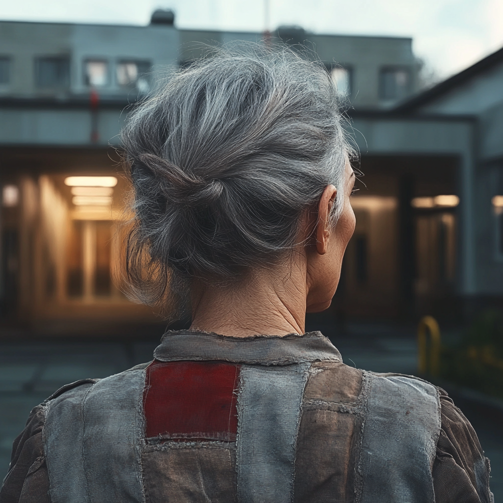 An older woman standing outside a building | Source: Midjourney