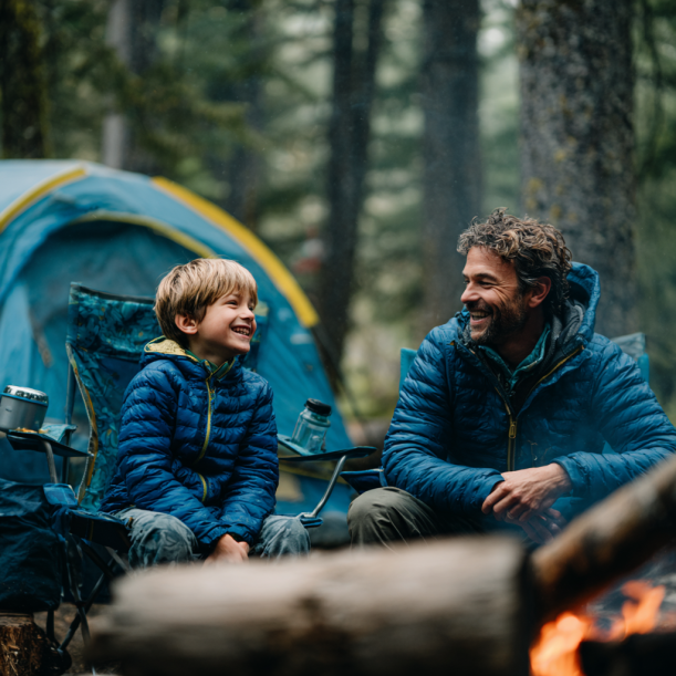 A father and son laughing | Source: Midjourney