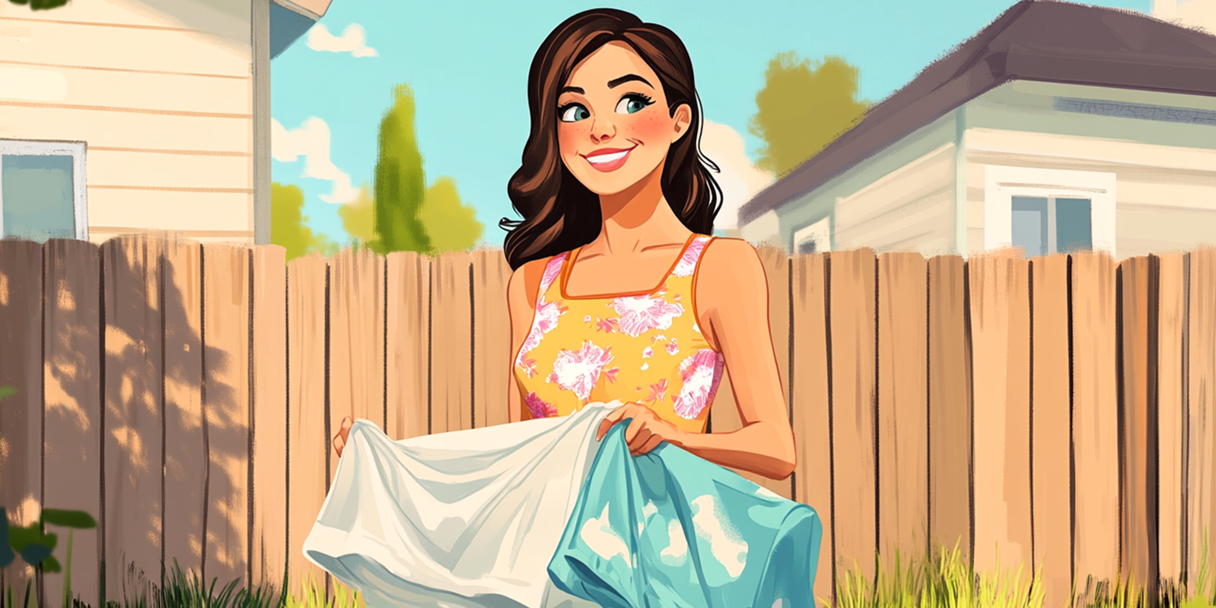 A woman outdoors holding clothes | Source: Amomama