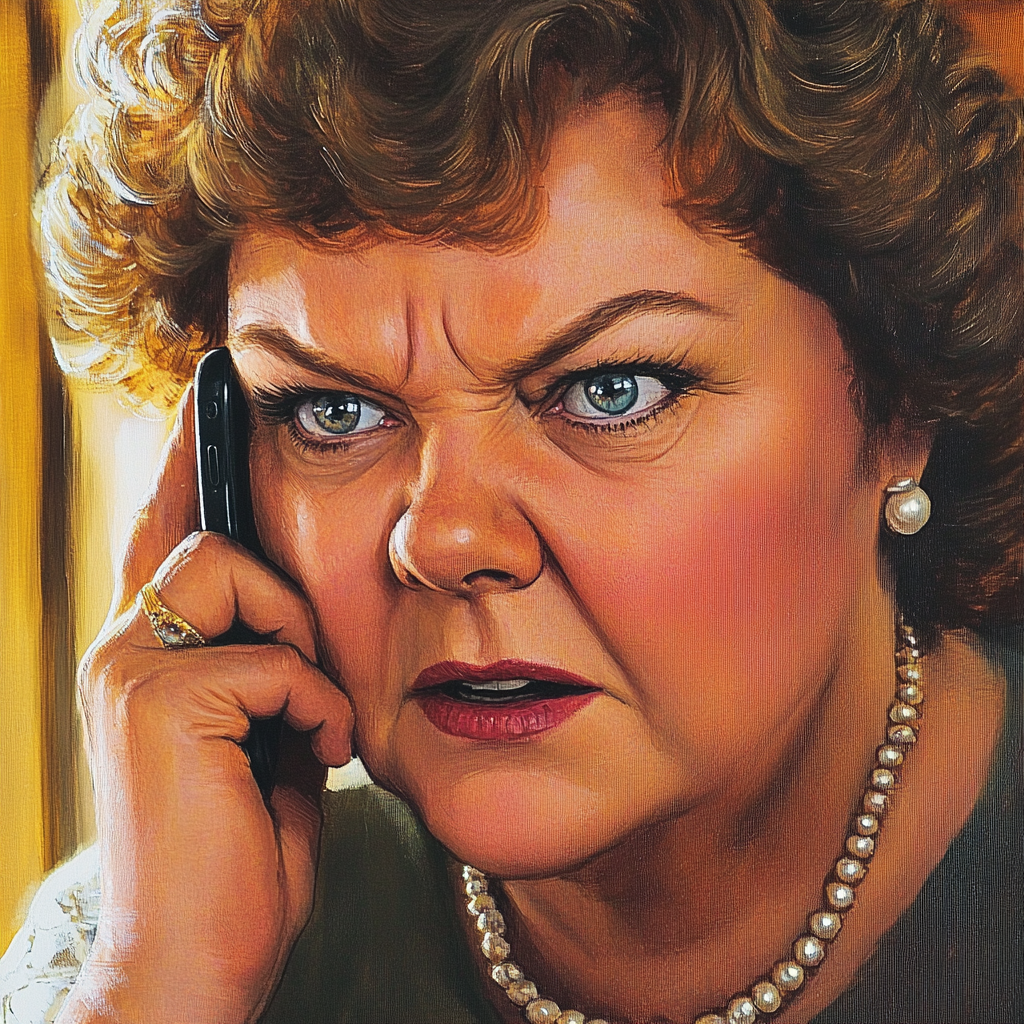 A worried older lady talking on the phone | Source: Midjourney