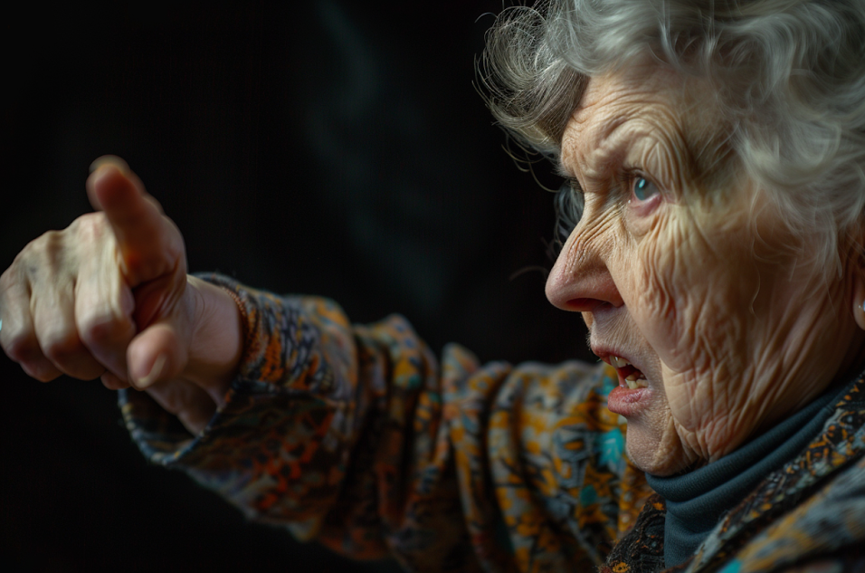 A demanding older woman pointing a finger | Source: Midjourney