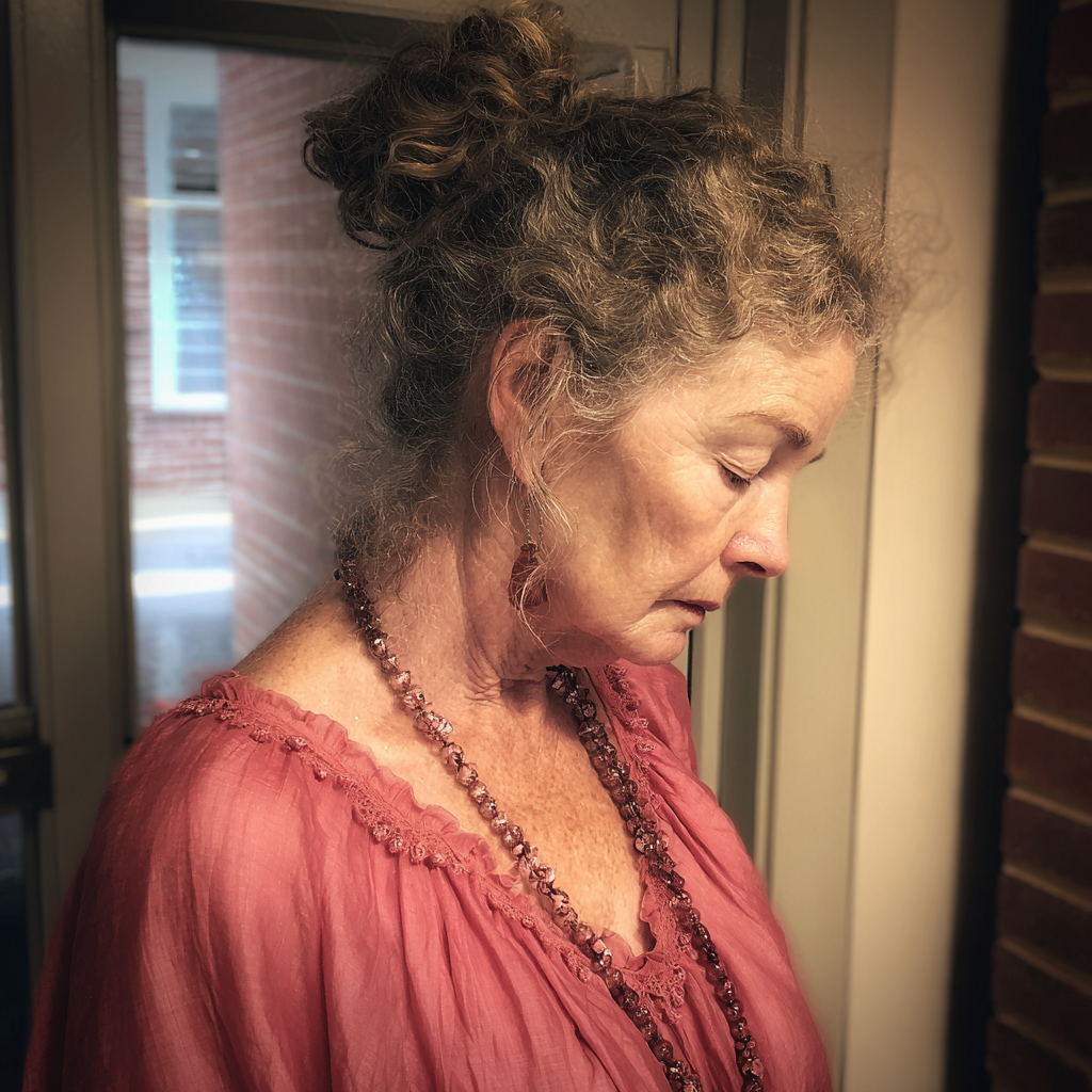 An old woman standing in a foyer | Source: Midjourney