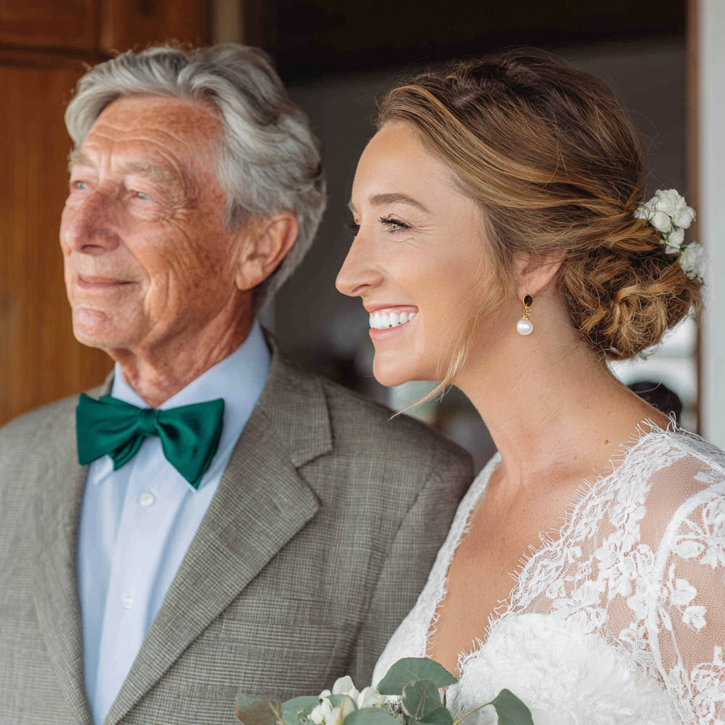 A grandfather walking his granddaughter down the aisle | Source: Midjourney