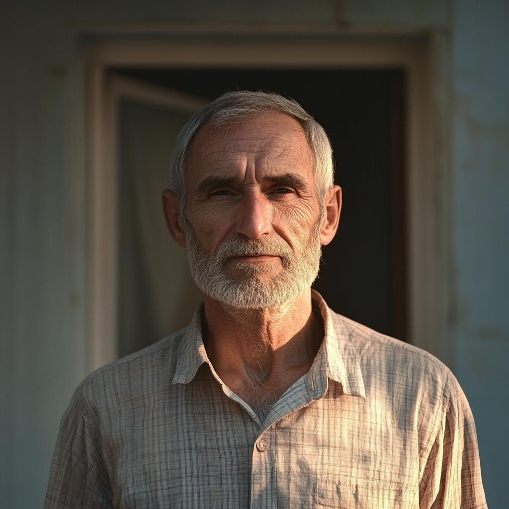 A man standing outside his house | Source: Midjourney