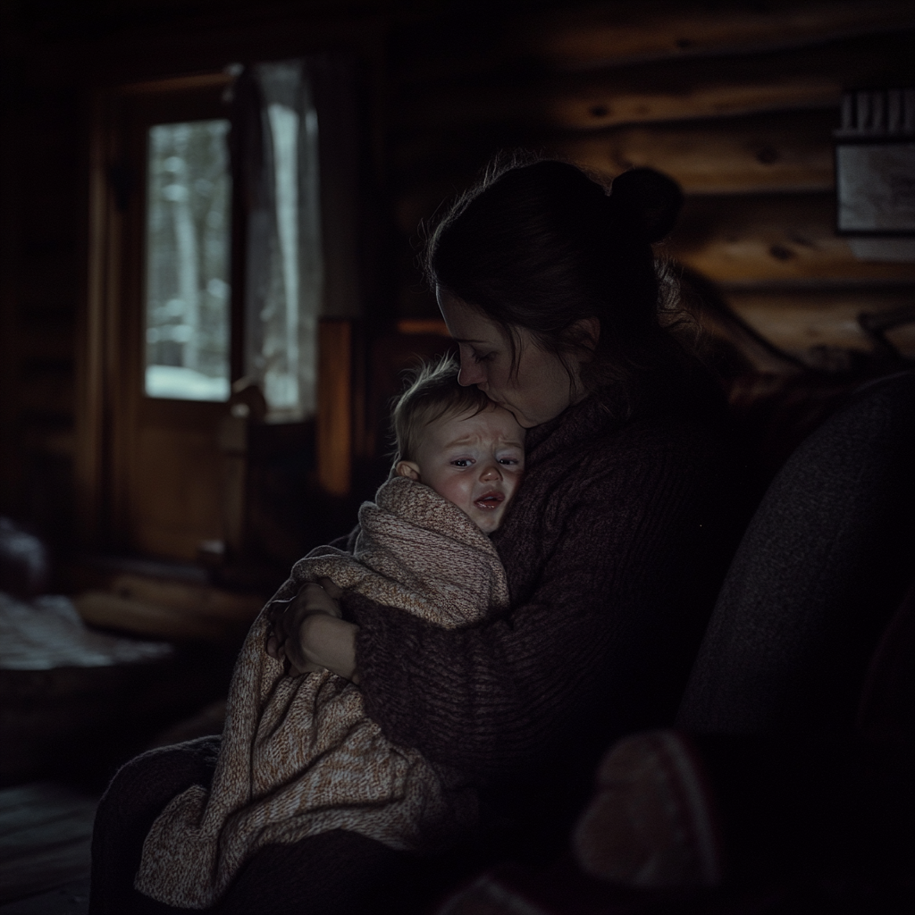 A woman holding a baby | Source: Midjourney