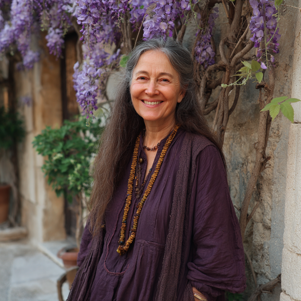 A smiling woman standing outside | Source: Midjourney