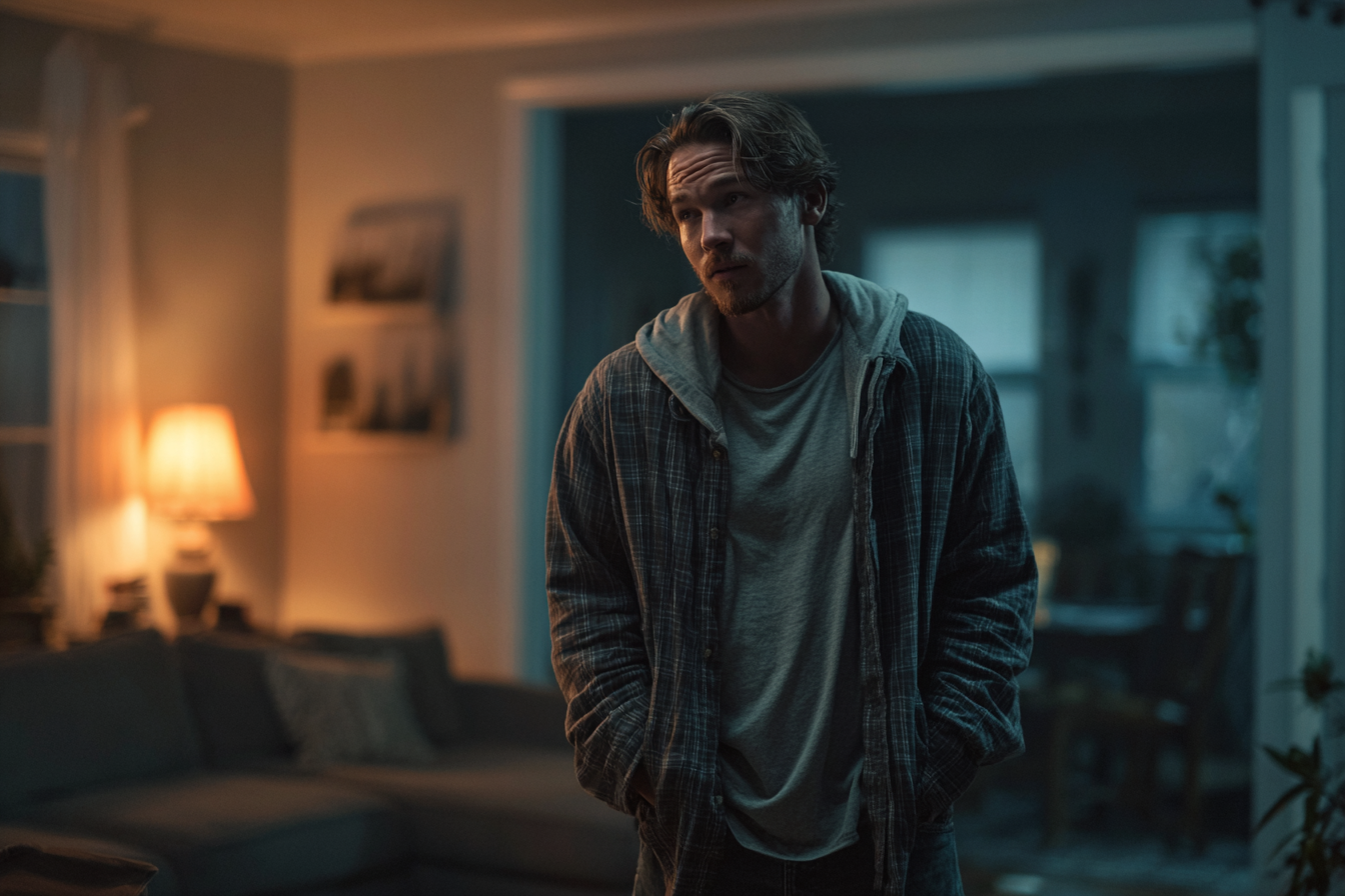 A man standing in a living room | Source: Midjourney