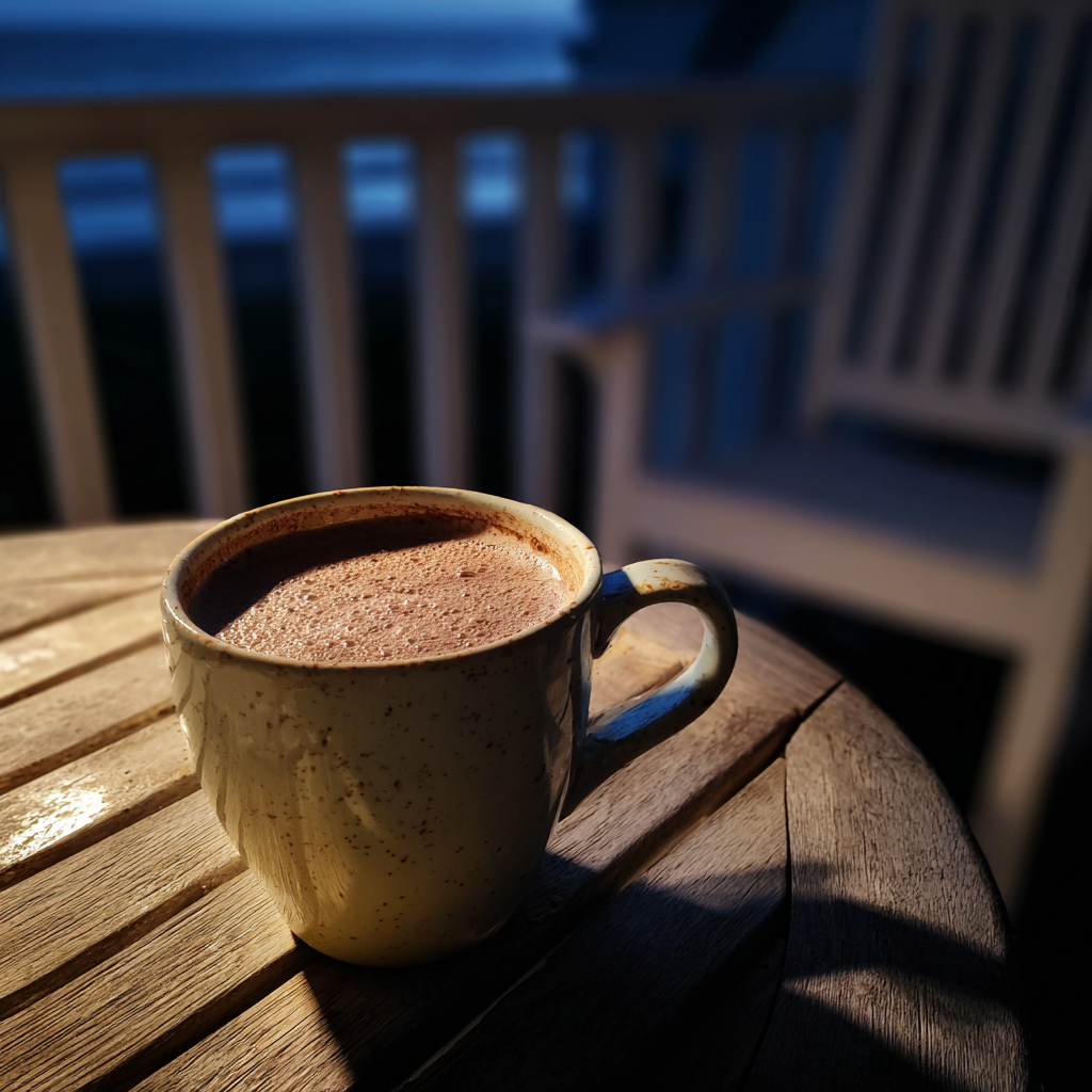 A cup of hot cocoa on a table | Source: Midjourney