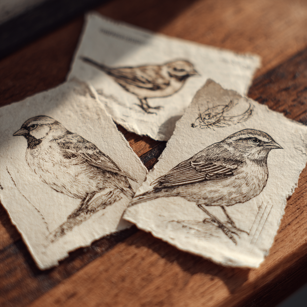Drawings of birds on paper | Source: Midjourney