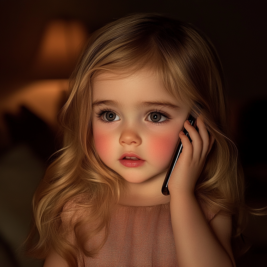 A little girl talking on the phone | Source: Midjourney