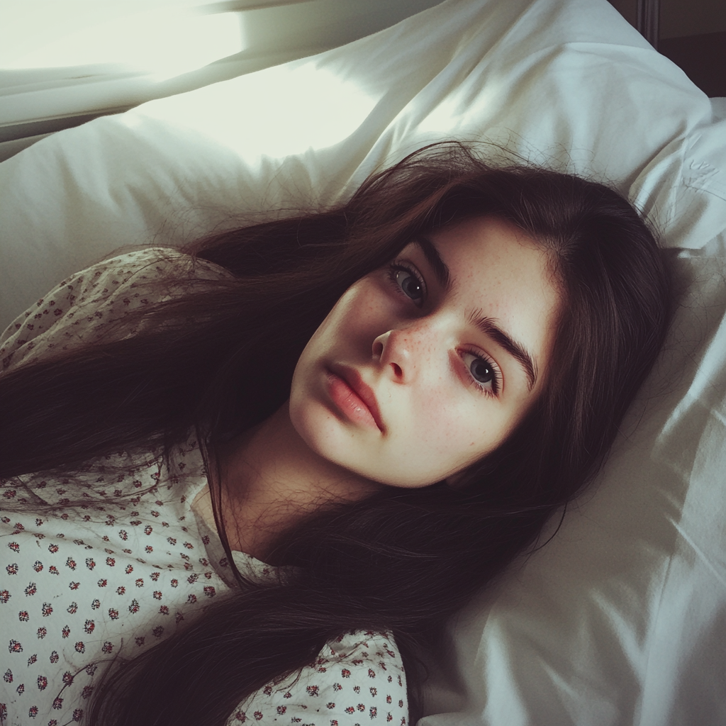 A teenage girl in a hospital bed | Source: Midjourney