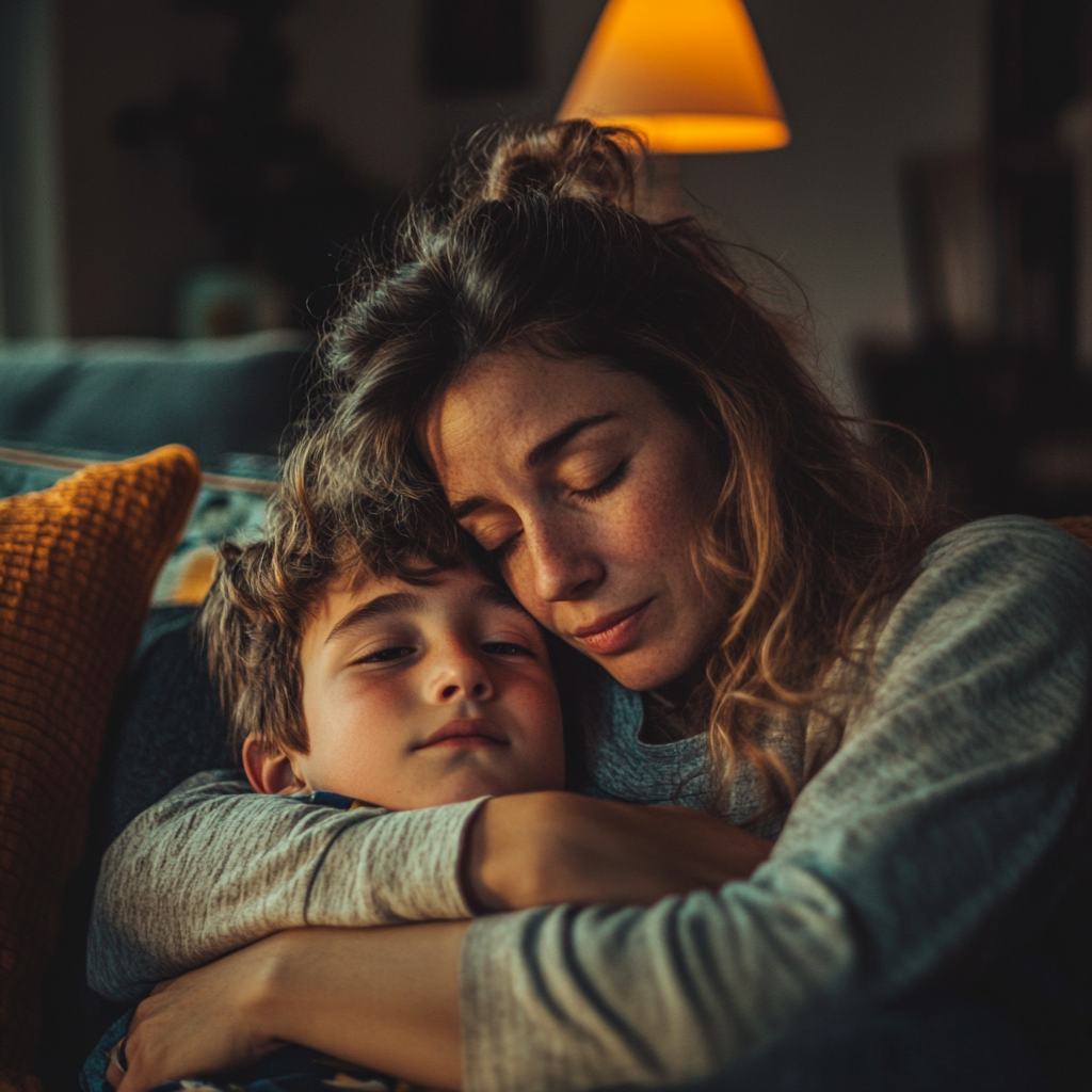 Mother hugging her son | Source: Midjourney