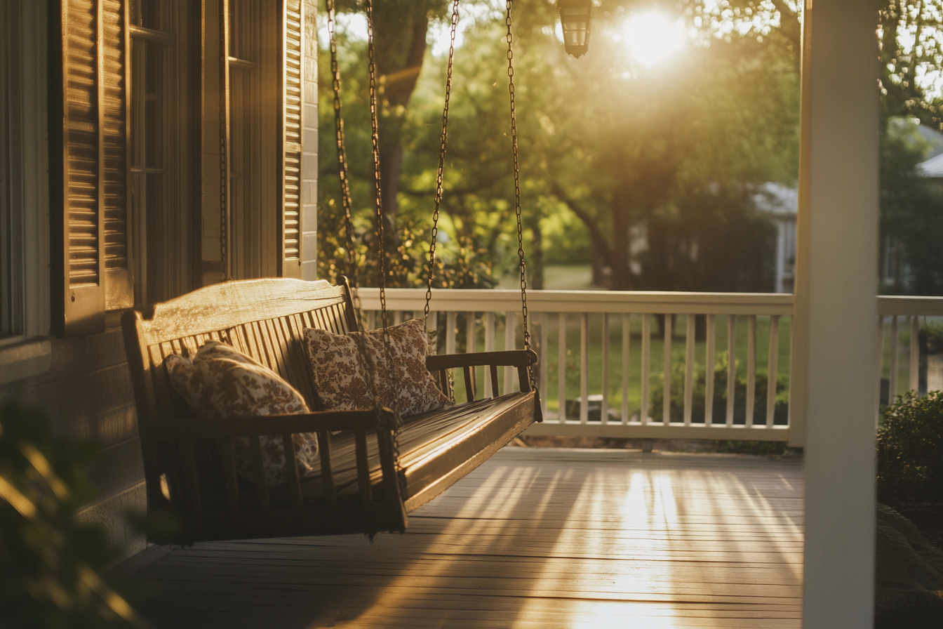 The porch swing of a nice home | Source: Midjourney