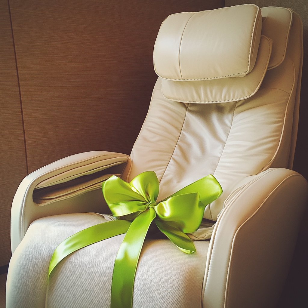 A recliner with a green bow | Source: Midjourney