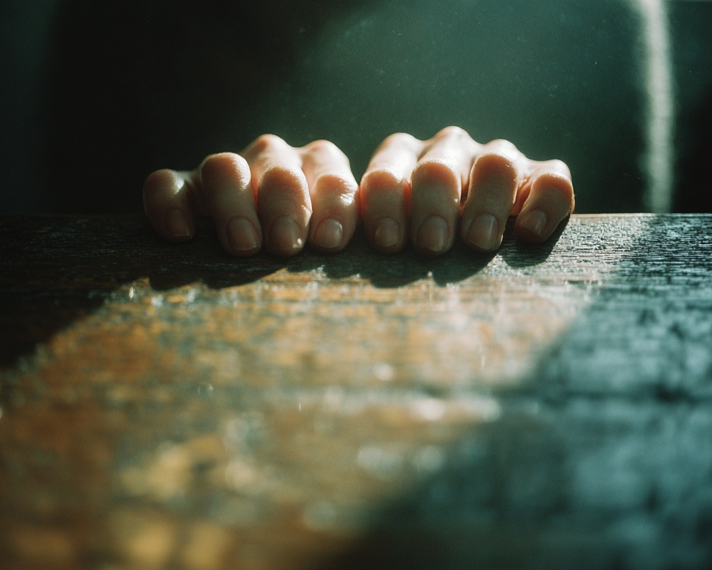 A woman's hands gripping a table | Source: Midjourney
