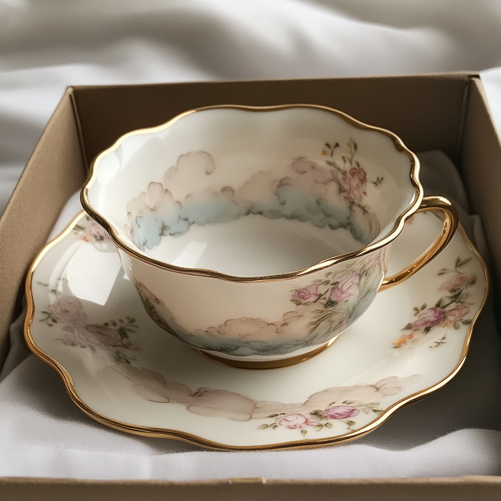 A close up of a tea cup and saucer | Source: Midjourney