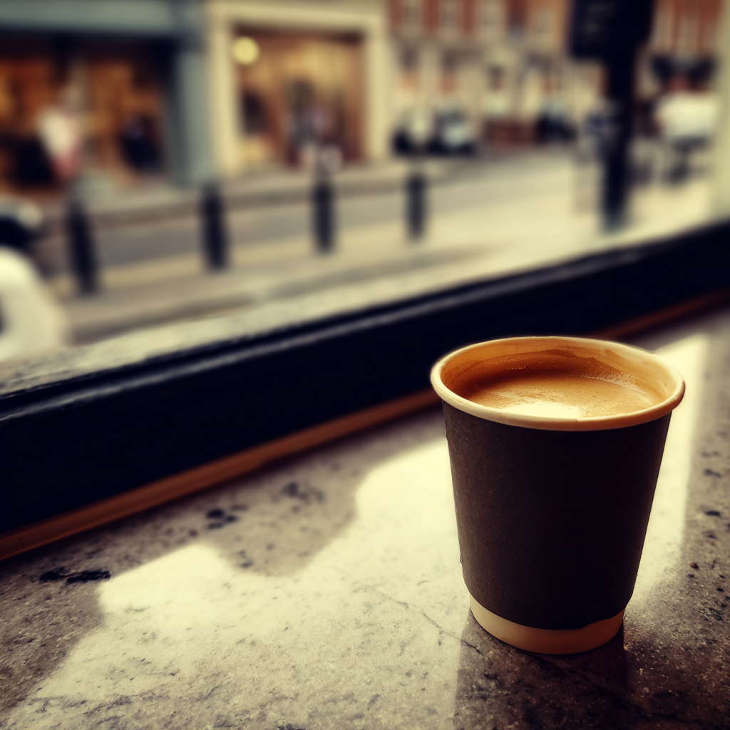 A cup of coffee on a counter | Source: Midjourney