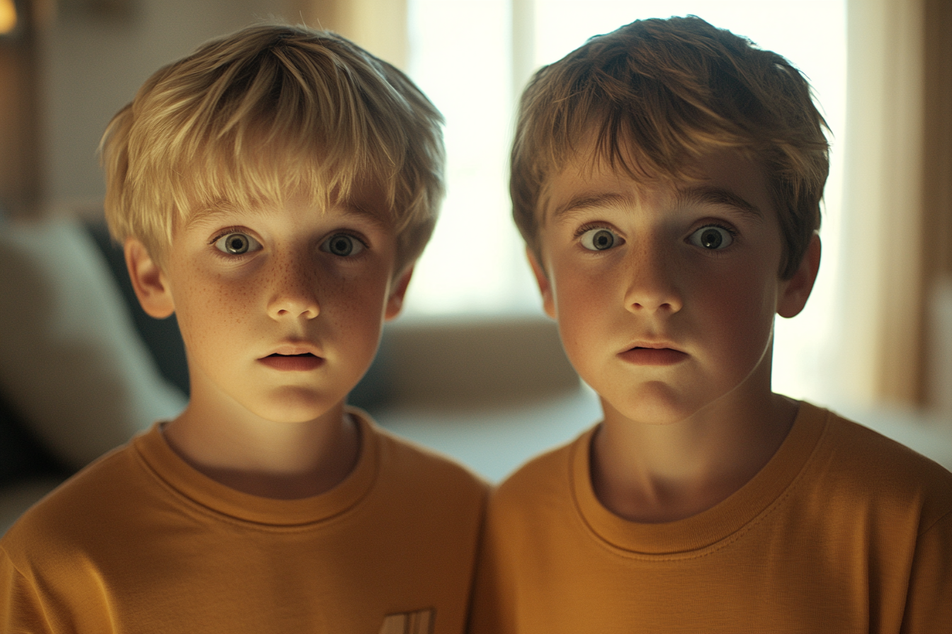 Two kids standing together | Source: Midjourney
