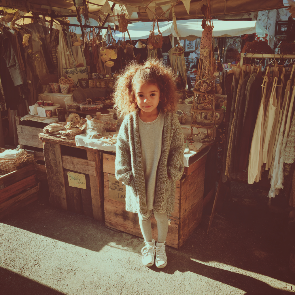 A little girl wearing a cardigan | Source: Midjourney