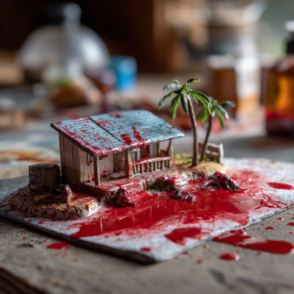 A school project with red juice spilled on it | Source: Midjourney