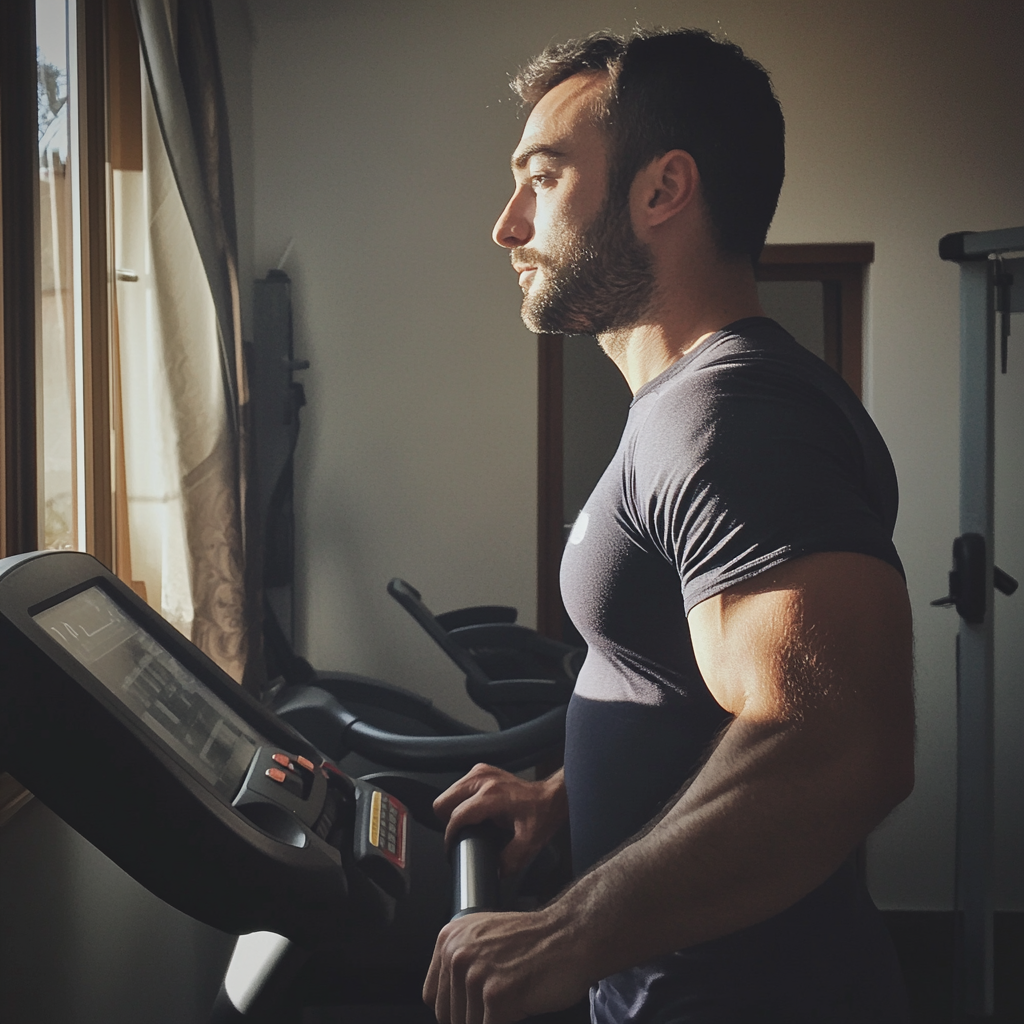 A man on a treadmill | Source: Midjourney