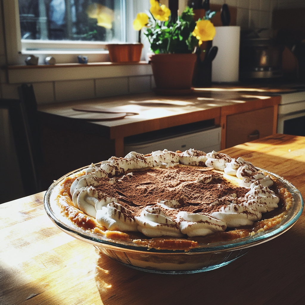 A banoffee pie on a kitchen table | Source: Midjourney