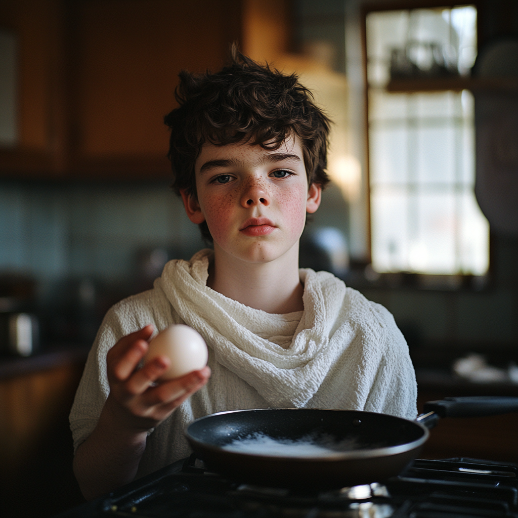 A teenager making breakfast | Source: Midjourney