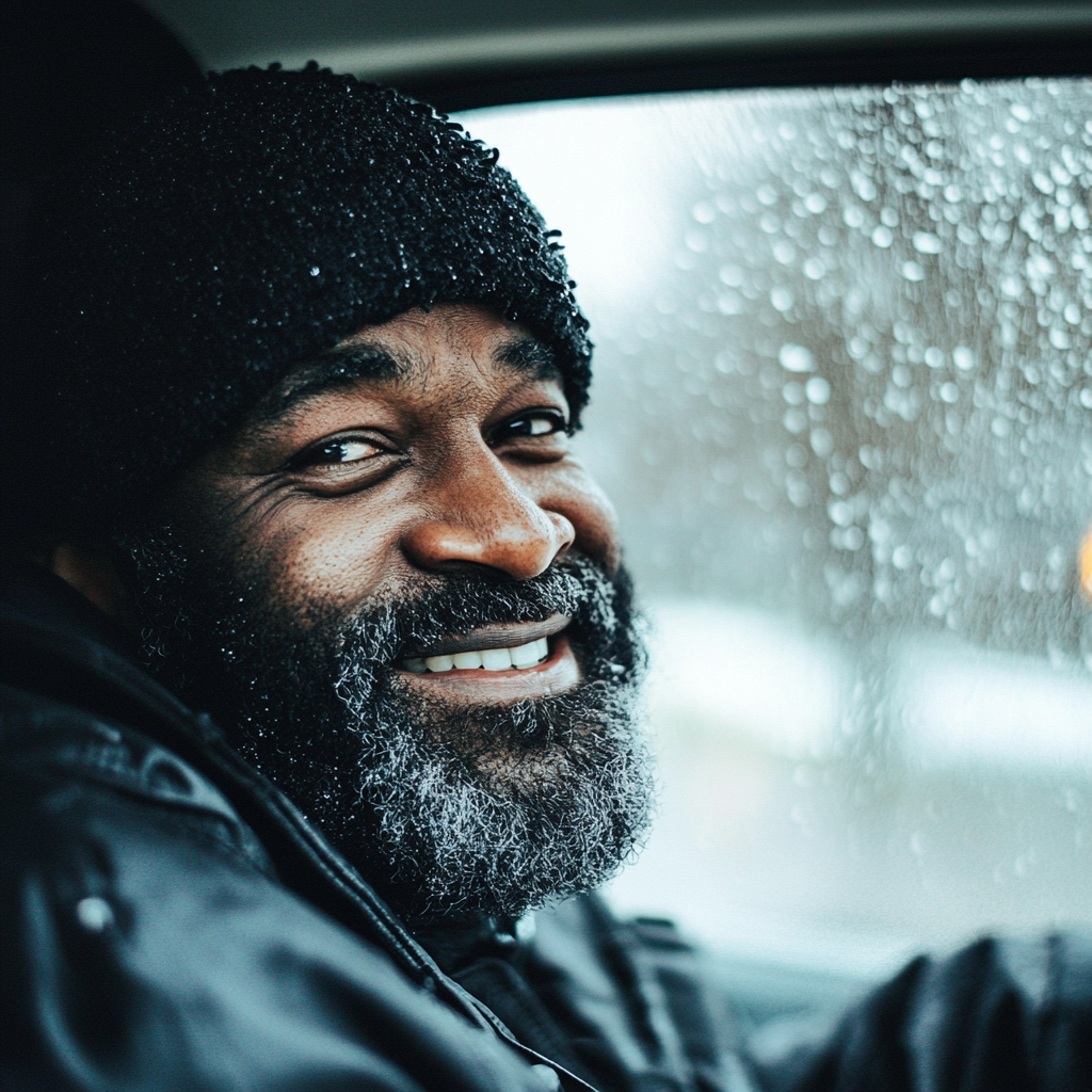 A smiling man in a car | Source: Midjourney