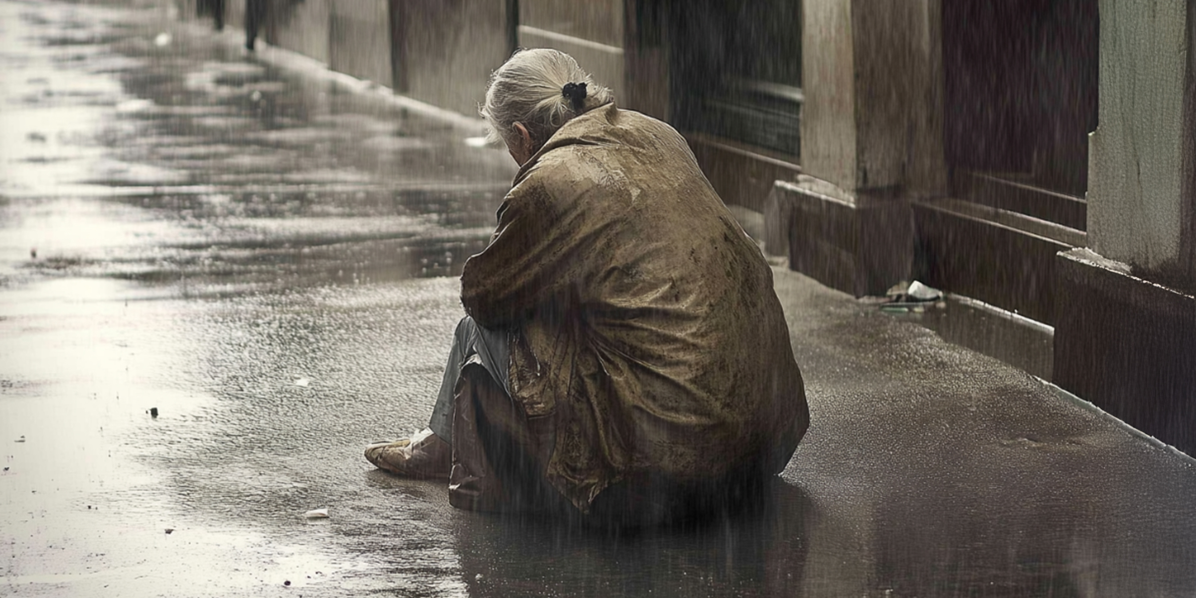 A woman sitting on the ground in the rain | Source: AmoMama