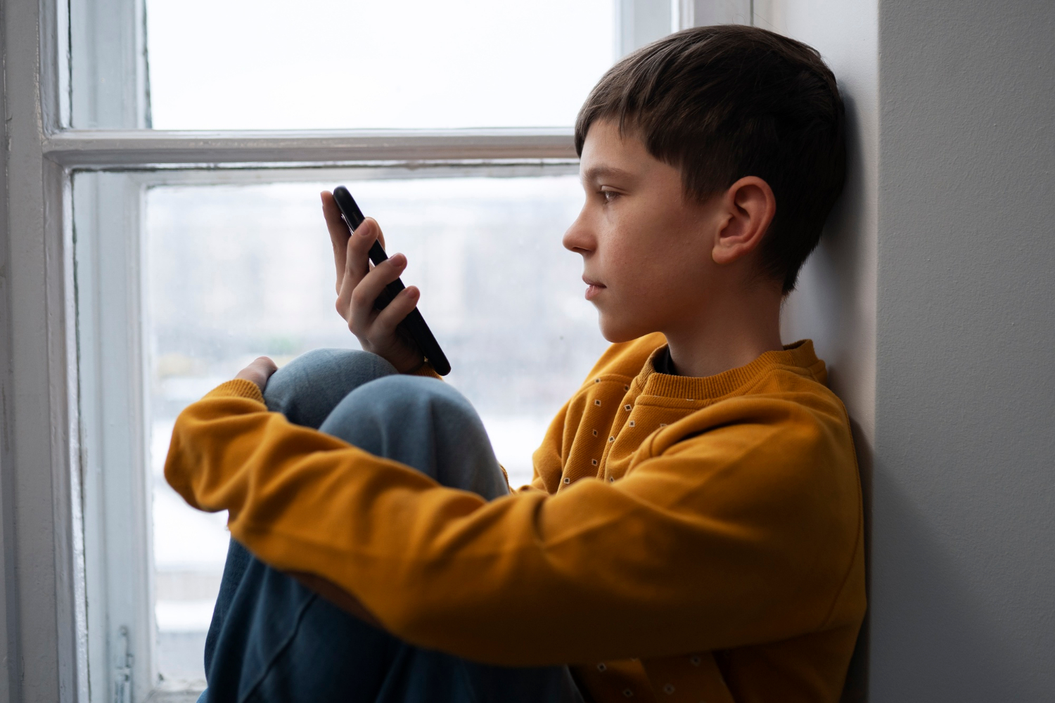 A stressed boy holding his phone | Source: Freepik