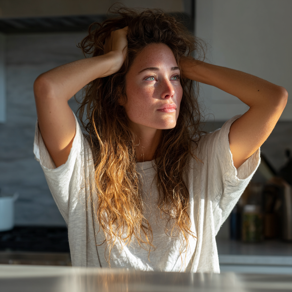 A frustrated woman with her hands in her hair | Source: Midjourney