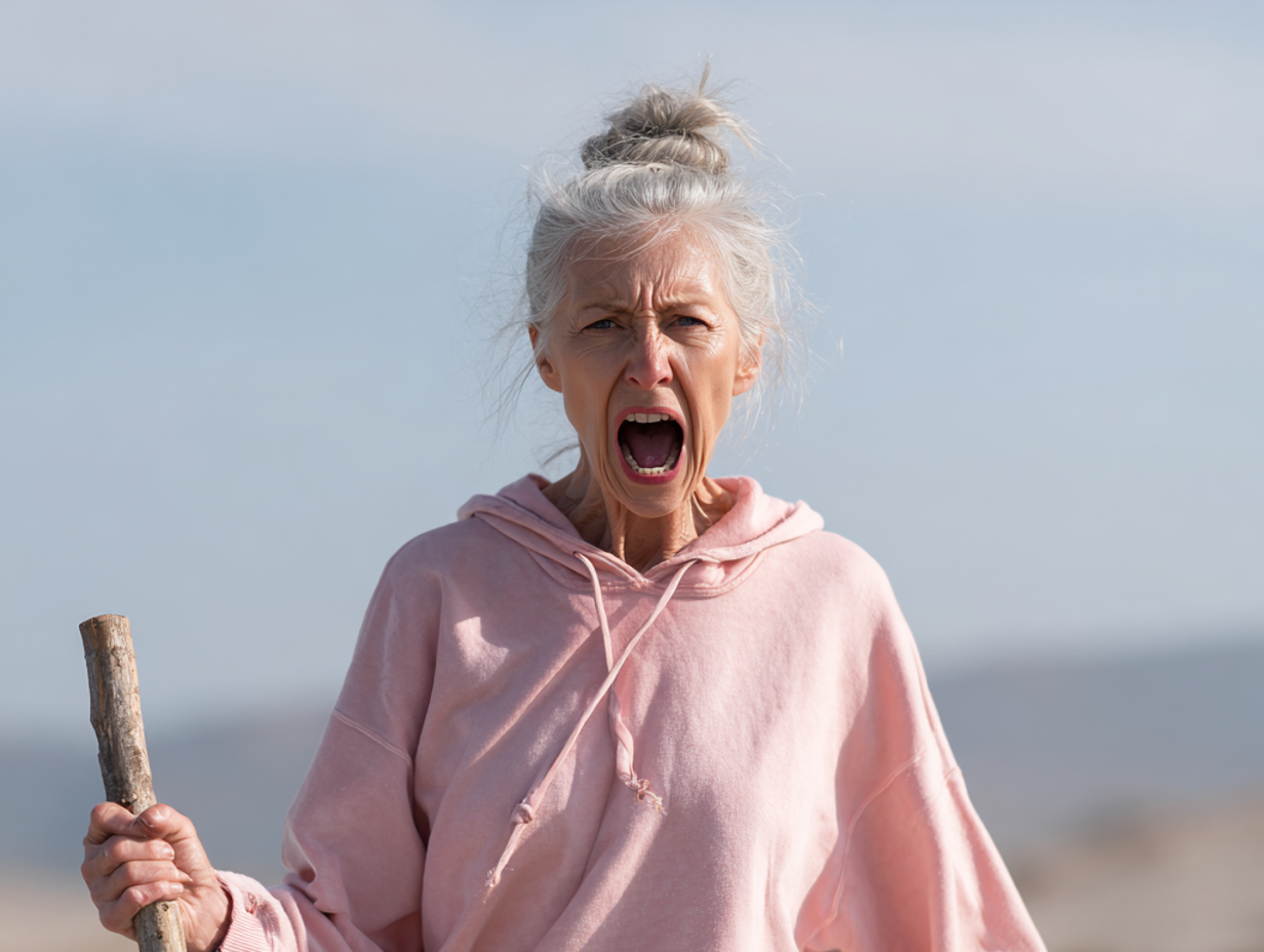 A shouting old woman | Source: Midjourney